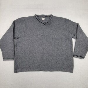 Carbon2Cobalt Sweater Mens XL Gray V Neck Pullover 100% Cotton Casual Knit Heavy